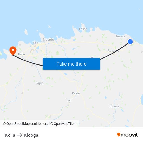 Koila to Klooga map