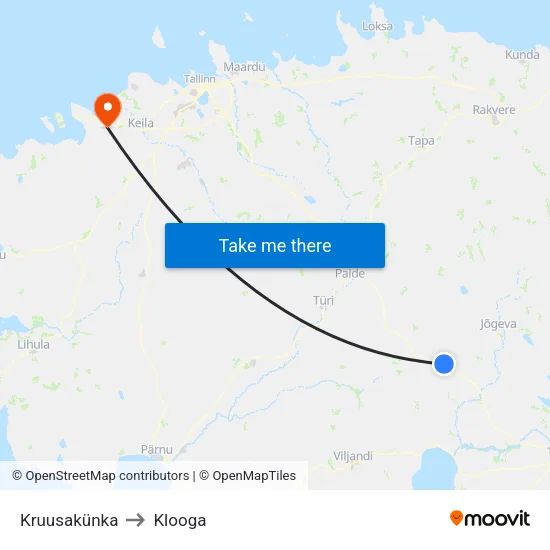 Kruusakünka to Klooga map