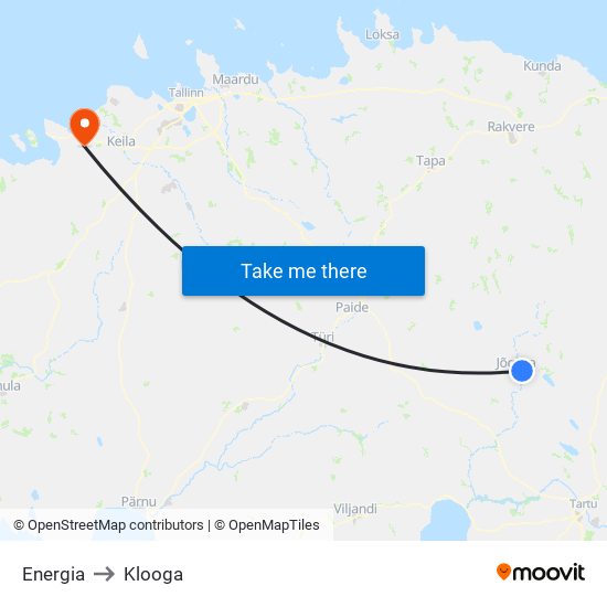 Energia to Klooga map