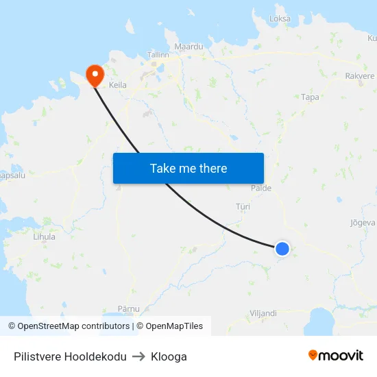 Pilistvere Hooldekodu to Klooga map