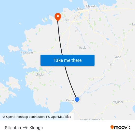 Sillaotsa to Klooga map