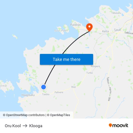 Oru Kool to Klooga map