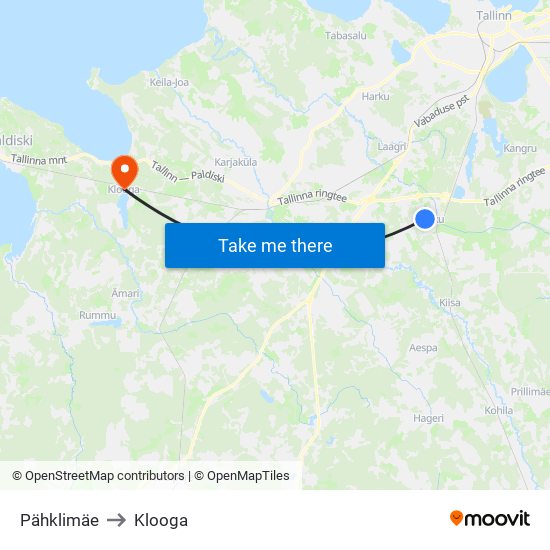 Pähklimäe to Klooga map