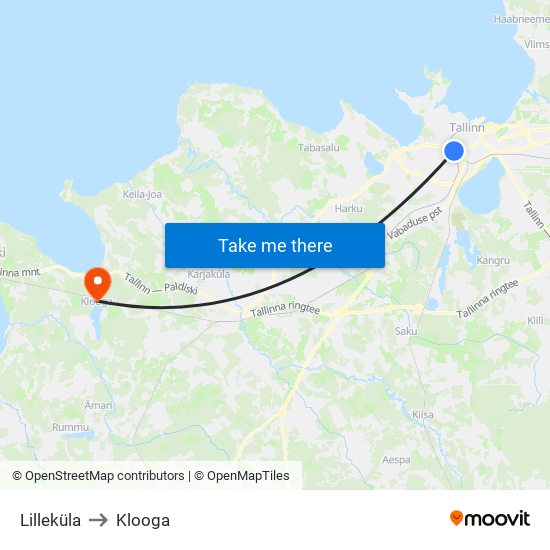 Lilleküla to Klooga map