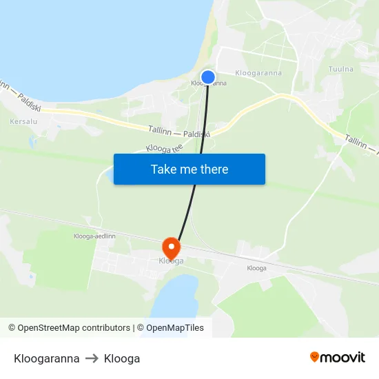 Kloogaranna to Klooga map