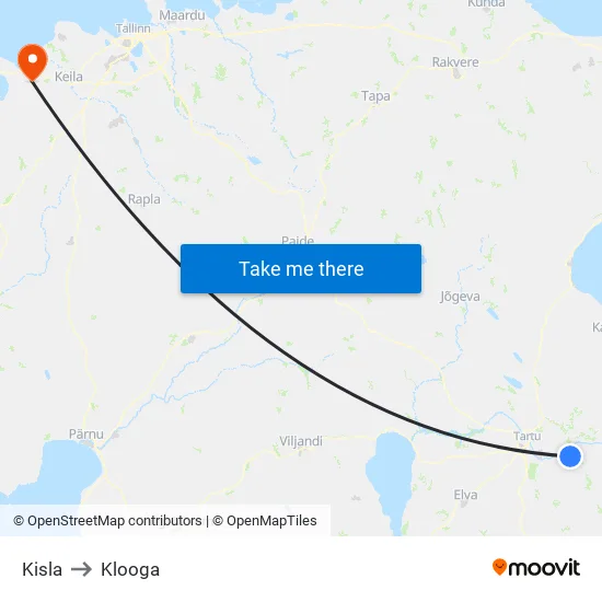 Kisla to Klooga map