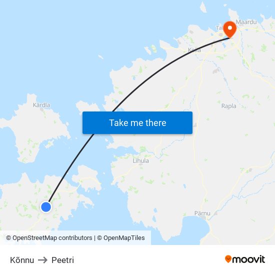 Kõnnu to Peetri map