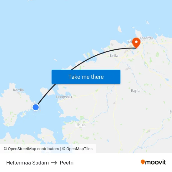 Heltermaa Sadam to Peetri map