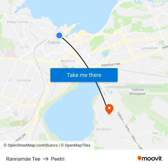 Rannamäe Tee to Peetri map