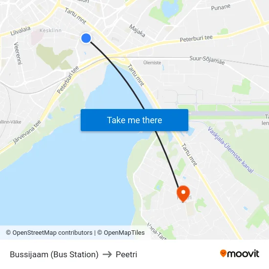 Bussijaam (Bus Station) to Peetri map