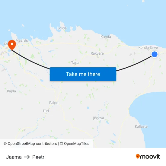 Jaama to Peetri map