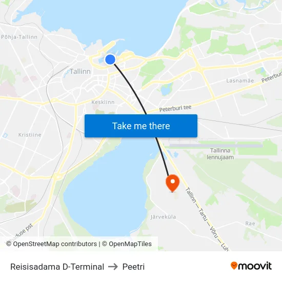 Reisisadama D-Terminal to Peetri map