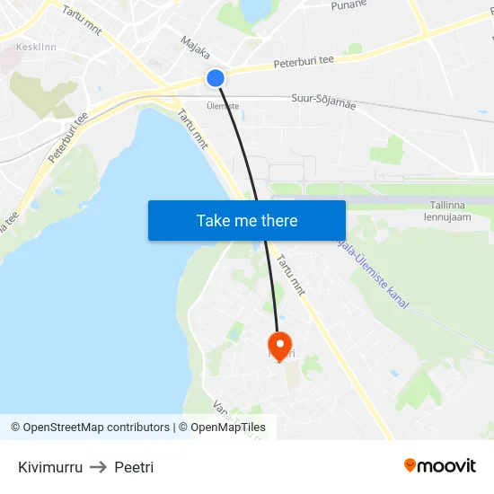 Kivimurru to Peetri map