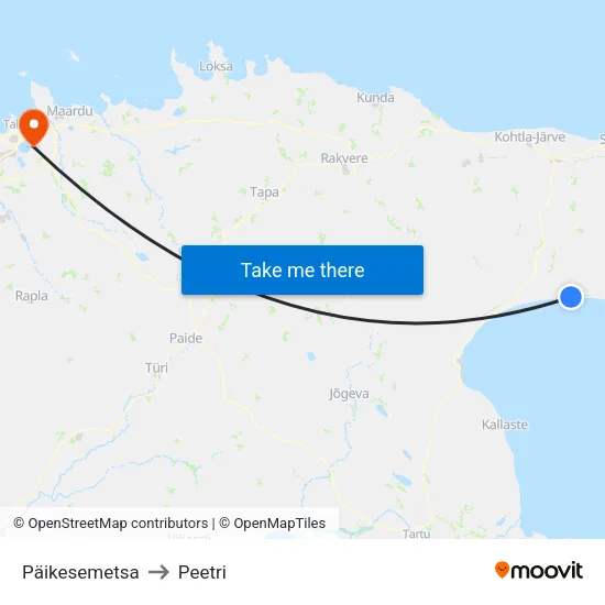 Päikesemetsa to Peetri map