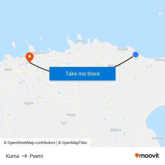 Kurna to Peetri map