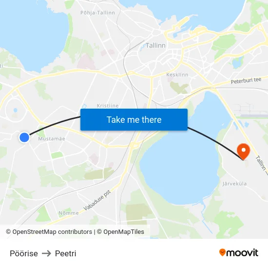 Pöörise to Peetri map