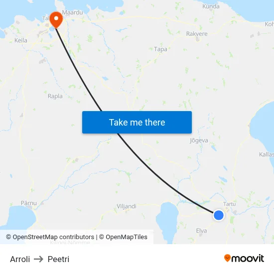 Arroli to Peetri map