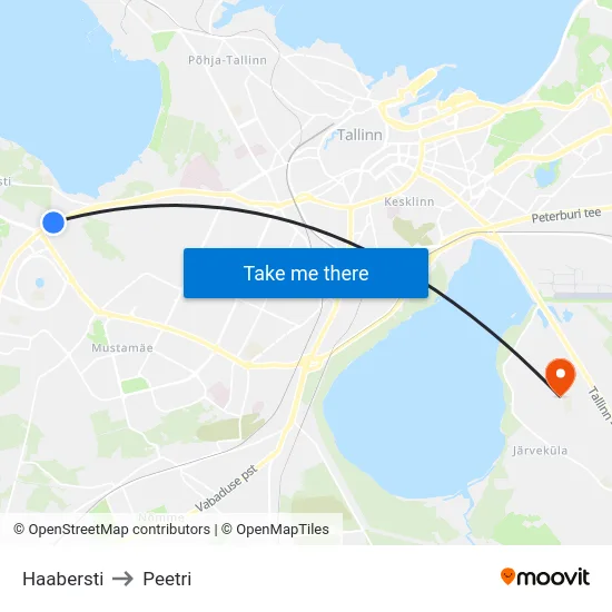 Haabersti to Peetri map