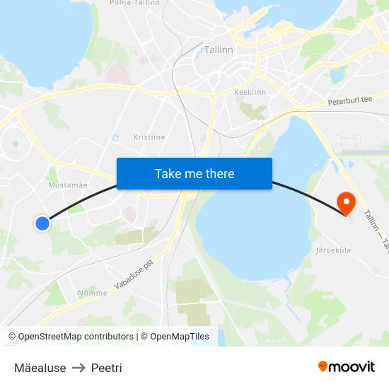 Mäealuse to Peetri map