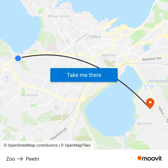 Zoo to Peetri map