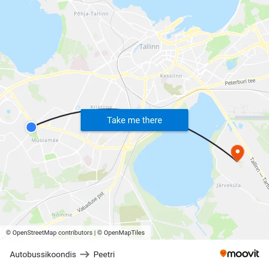 Autobussikoondis to Peetri map