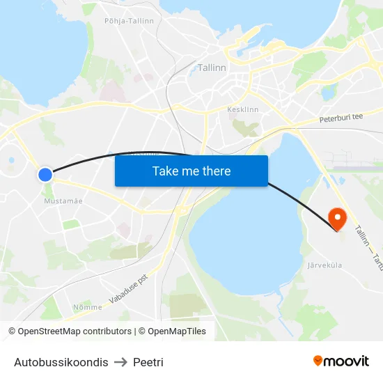 Autobussikoondis to Peetri map