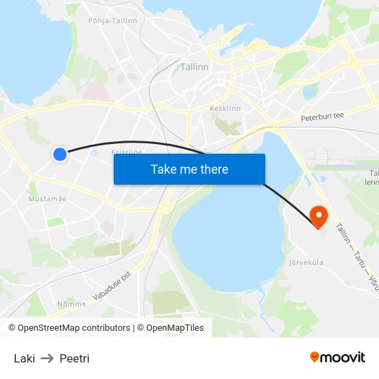 Laki to Peetri map