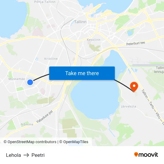 Lehola to Peetri map