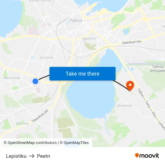 Lepistiku to Peetri map