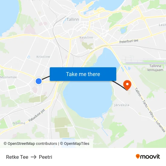 Retke Tee to Peetri map