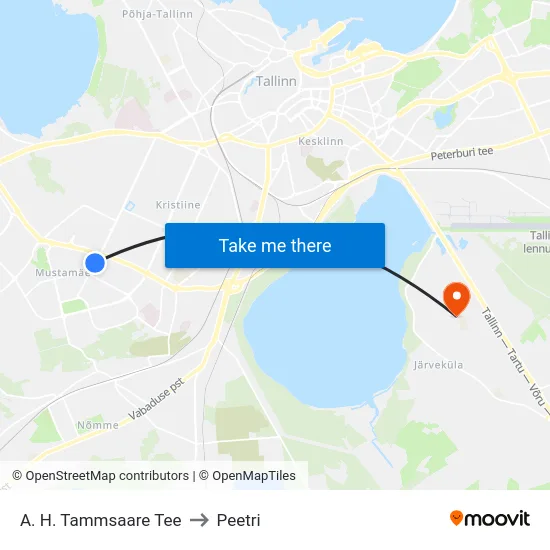 A. H. Tammsaare Tee to Peetri map