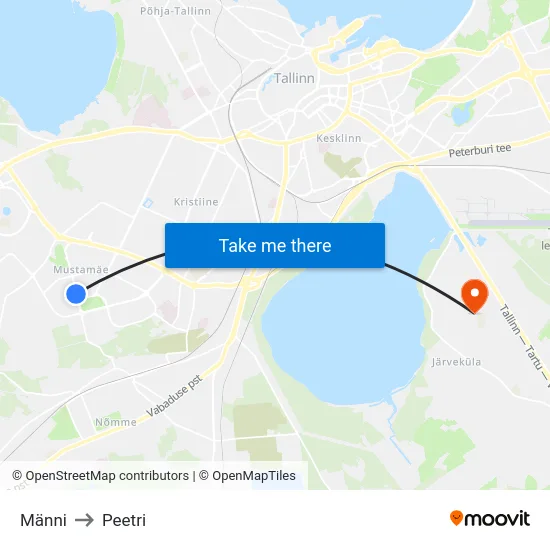 Männi to Peetri map