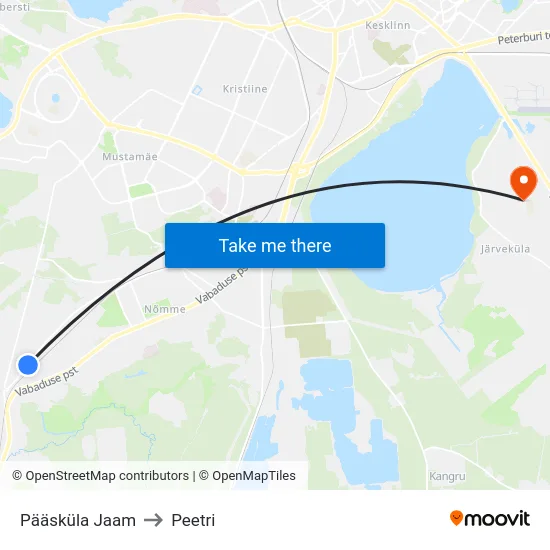 Pääsküla Jaam to Peetri map
