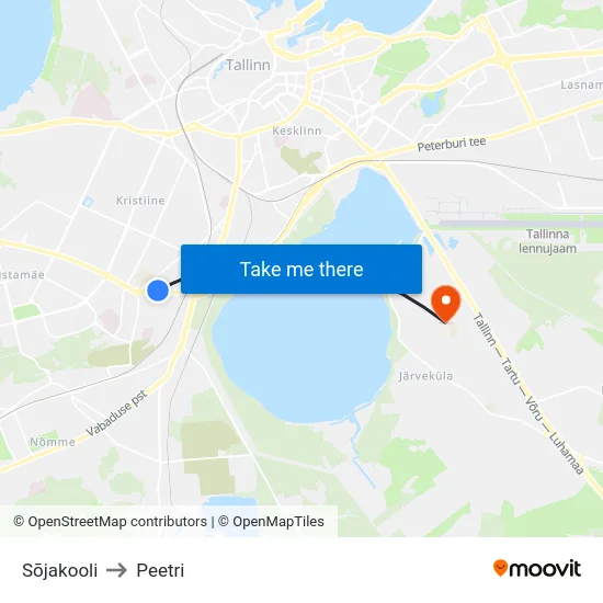 Sõjakooli to Peetri map