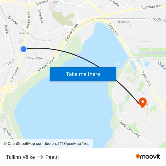 Tallinn-Väike to Peetri map