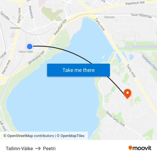 Tallinn-Väike to Peetri map