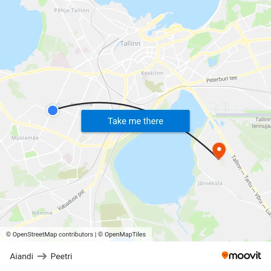 Aiandi to Peetri map