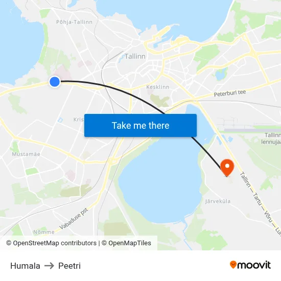 Humala to Peetri map