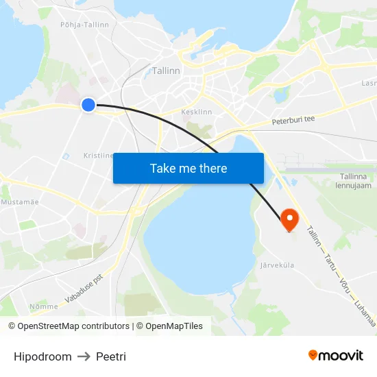 Hipodroom to Peetri map