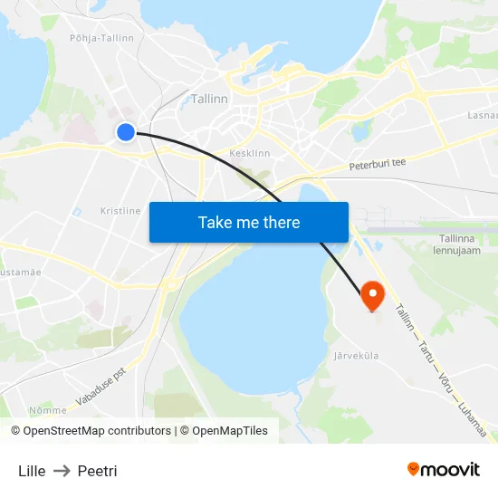 Lille to Peetri map