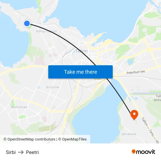 Sirbi to Peetri map