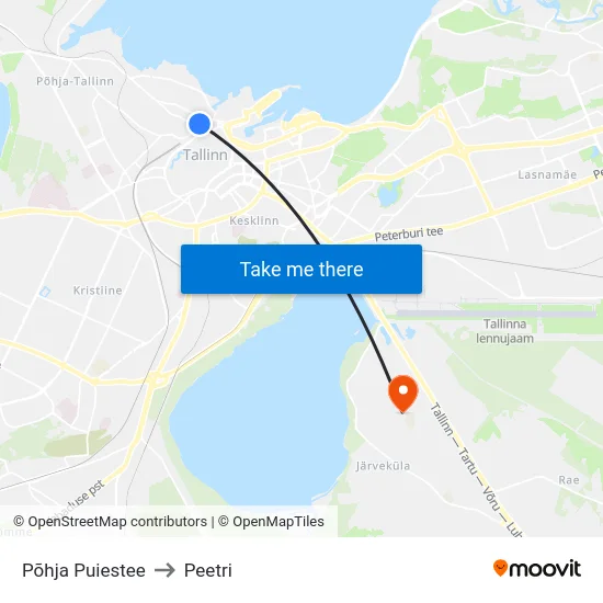 Põhja Puiestee to Peetri map