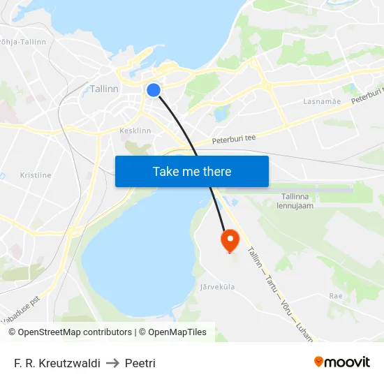 F. R. Kreutzwaldi to Peetri map