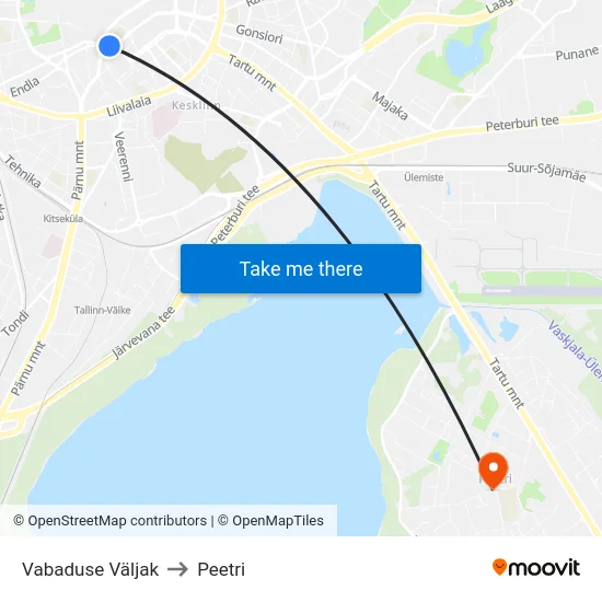 Vabaduse Väljak to Peetri map