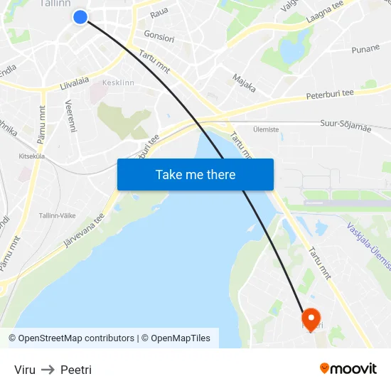 Viru to Peetri map