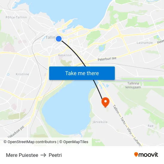 Mere Puiestee to Peetri map