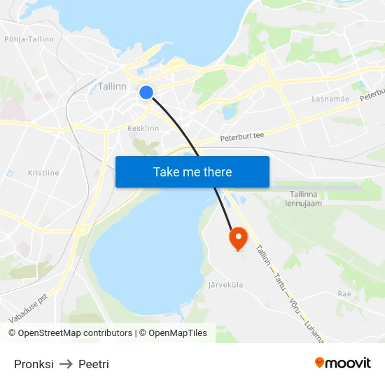 Pronksi to Peetri map