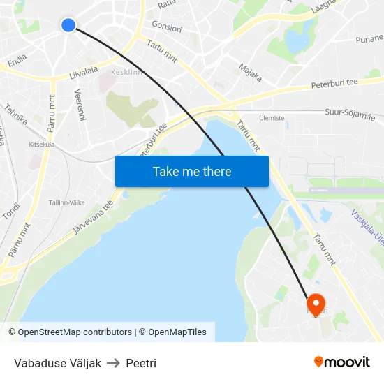 Vabaduse Väljak to Peetri map