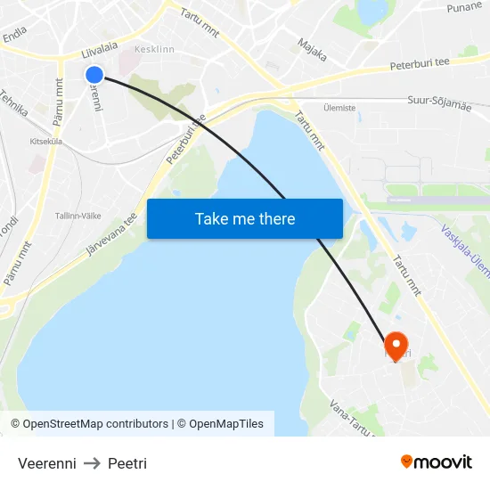 Veerenni to Peetri map