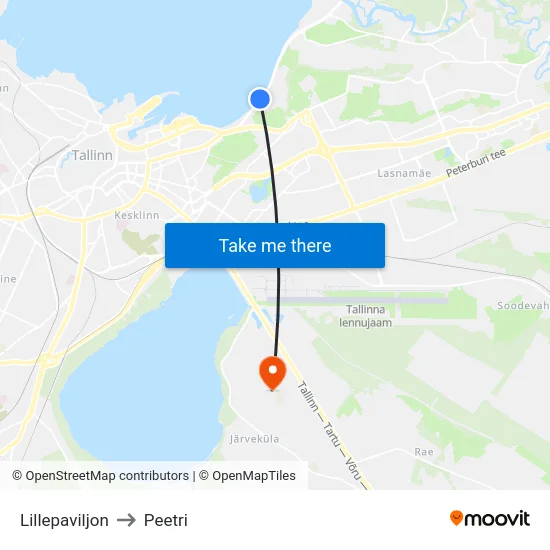 Lillepaviljon to Peetri map